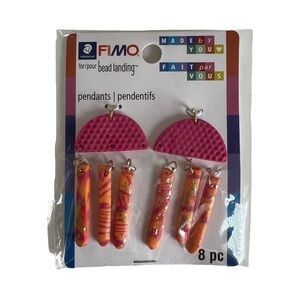 FIMO Bead Landing Earring Pendant Nickel Free Pink Orange DIY Moon Clay Earring